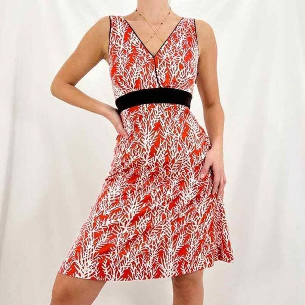 NWOT Tory Burch Vintage Coral & White Silk Sundress SZ S